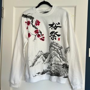 Blind Rooster white sweatshirt with Chinese art design